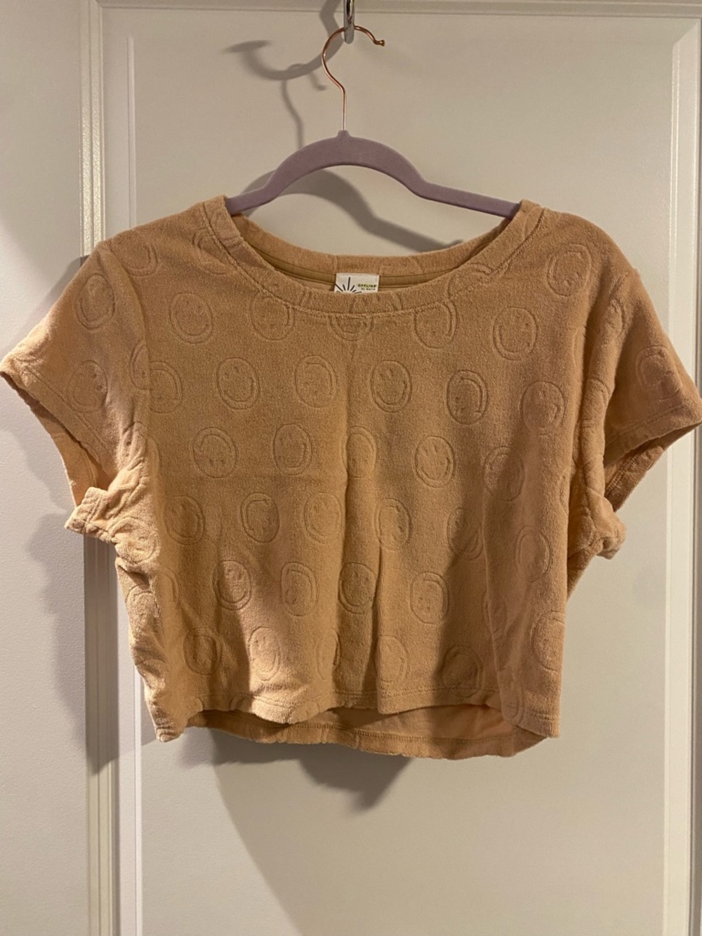 OFFLINE by Aerie Yellow Smiley Face Crop Tee